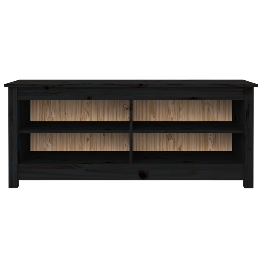 Scarpiera Nera 110x38x45,5 cm in Legno Massello di Pino - homemem39