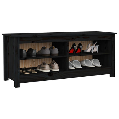 Scarpiera Nera 110x38x45,5 cm in Legno Massello di Pino - homemem39