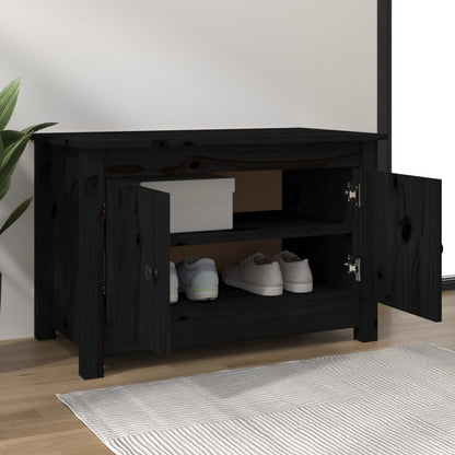 Scarpiera Nera 70x38x45,5 cm in Legno Massello di Pino - homemem39