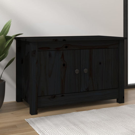 Scarpiera Nera 70x38x45,5 cm in Legno Massello di Pino - homemem39