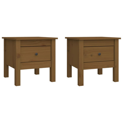 Tavolini 2 pz Ambrati 40x40x39 cm Legno Massello di Pino