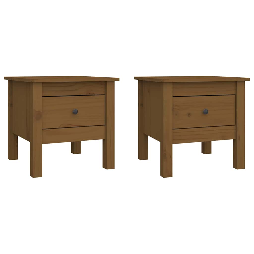 Tavolini 2 pz Ambrati 40x40x39 cm Legno Massello di Pino