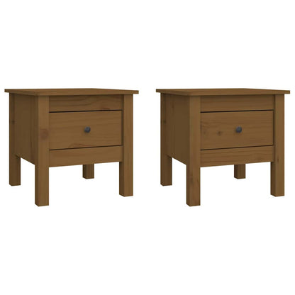 Tavolini 2 pz Ambrati 40x40x39 cm Legno Massello di Pino
