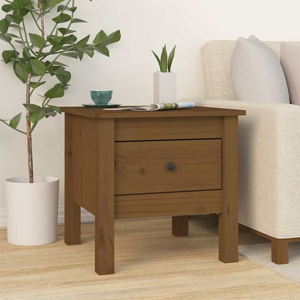 Tavolini 2 pz Ambrati 40x40x39 cm Legno Massello di Pino
