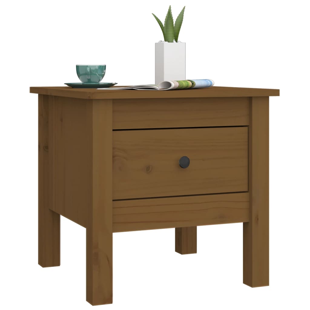 Tavolini 2 pz Ambrati 40x40x39 cm Legno Massello di Pino