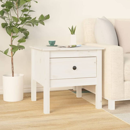 Tavolino Bianco 50x50x49 cm Legno Massello di Pino - homemem39