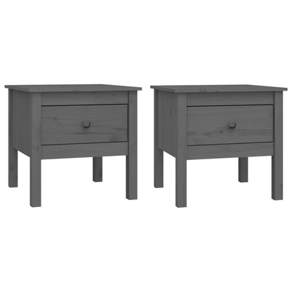 Tavolini 2 pz Grigi 50x50x49 cm Legno Massello di Pino - homemem39