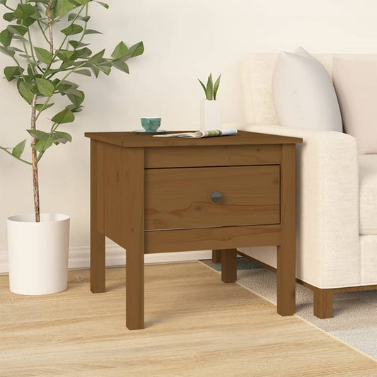 Tavolino Marrone Ambrato 50x50x49 cm Legno Massello di Pino - homemem39