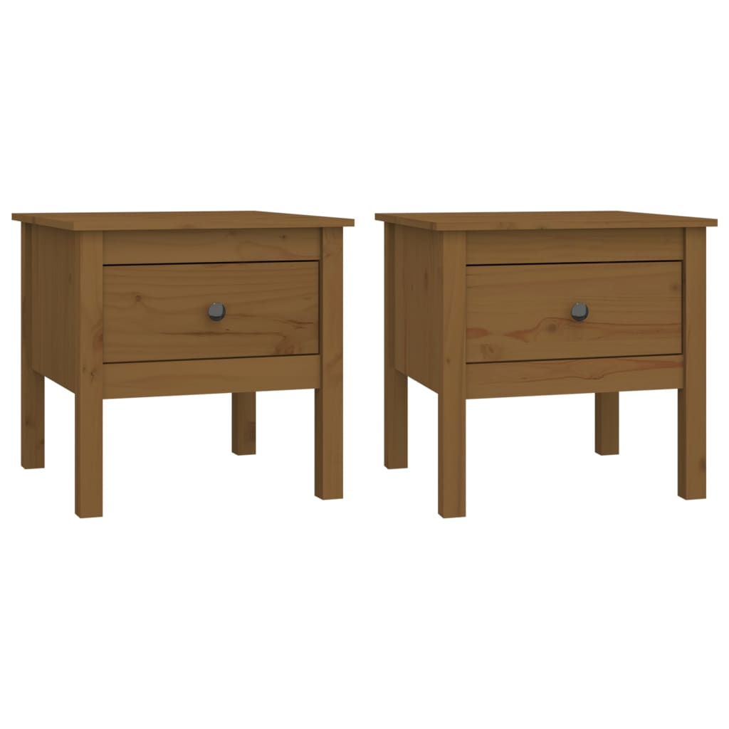 Tavolini 2 pz Marrone Ambrato 50x50x49cm Legno Massello di Pino - homemem39