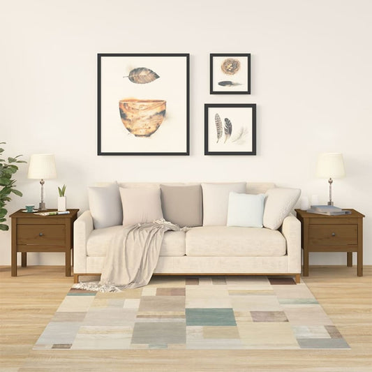 Tavolini 2 pz Marrone Ambrato 50x50x49cm Legno Massello di Pino - homemem39