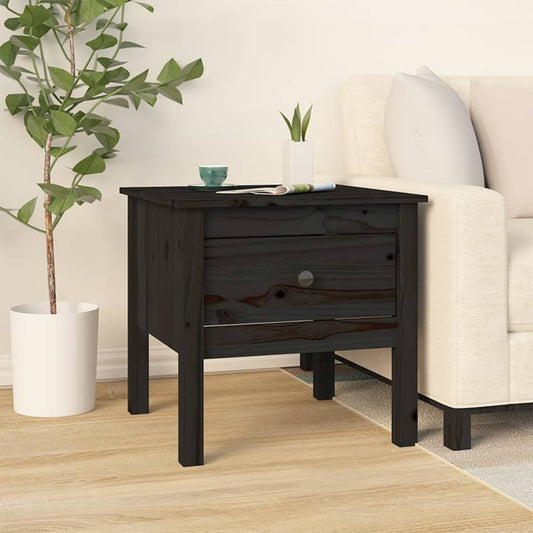 Tavolino Nero 50x50x49 cm Legno Massello di Pino - homemem39