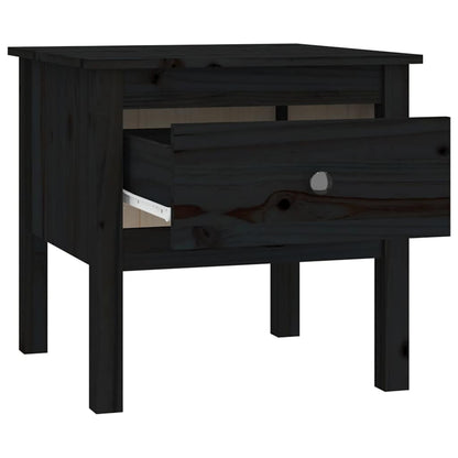 Tavolini 2 pz Neri 50x50x49 cm in Legno Massello di Pino