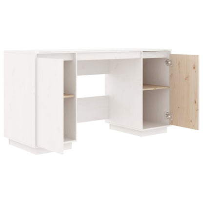Scrivania Bianca 140x50x75 cm in Legno Massello di Pino - homemem39