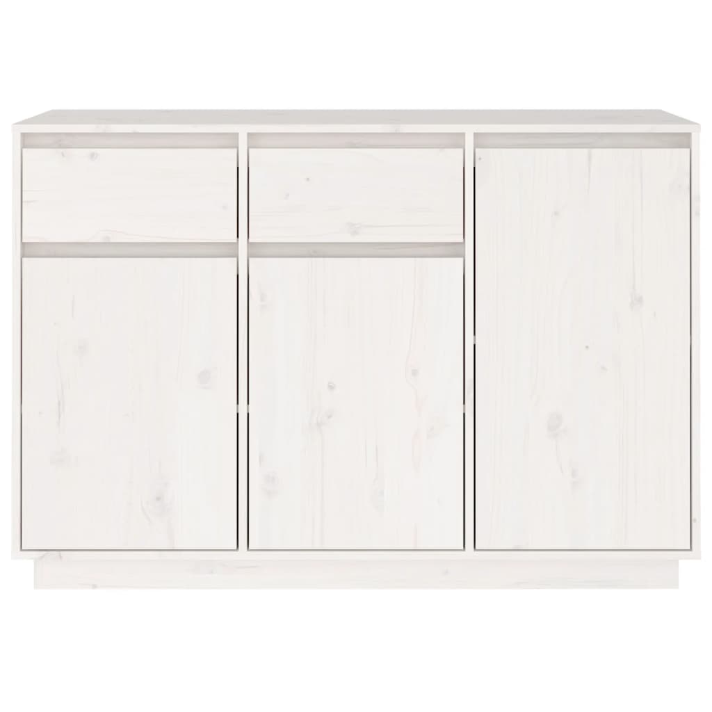 Credenza Bianca 110x34x75 cm in Legno Massello di Pino - homemem39