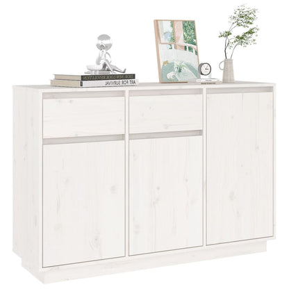 Credenza Bianca 110x34x75 cm in Legno Massello di Pino - homemem39
