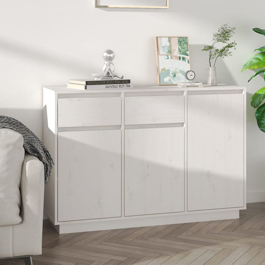 Credenza Bianca 110x34x75 cm in Legno Massello di Pino - homemem39