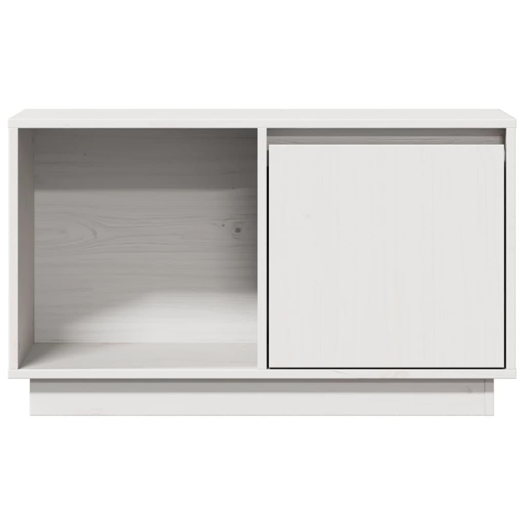 Mobile Porta TV Bianco 74x35x44 cm in Legno Massello di Pino - homemem39