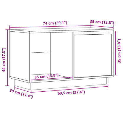 Mobile Porta TV Bianco 74x35x44 cm in Legno Massello di Pino - homemem39
