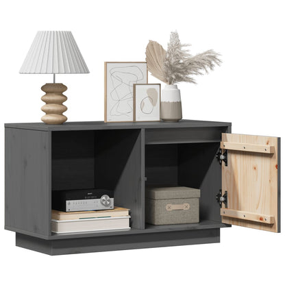 Mobile Porta TV Grigio 74x35x44 cm in Legno Massello di Pino - homemem39