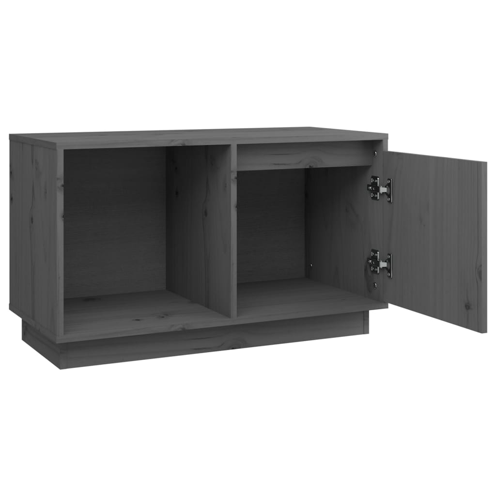 Mobile Porta TV Grigio 74x35x44 cm in Legno Massello di Pino - homemem39