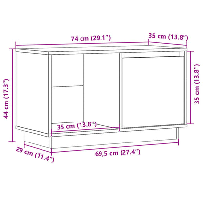 Mobile Porta TV Grigio 74x35x44 cm in Legno Massello di Pino - homemem39