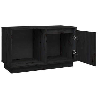 Mobile Porta TV Nero 74x35x44 cm in Legno Massello di Pino - homemem39