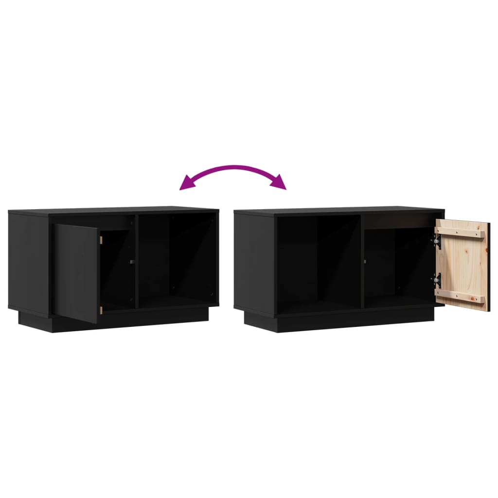 Mobile Porta TV Nero 74x35x44 cm in Legno Massello di Pino - homemem39