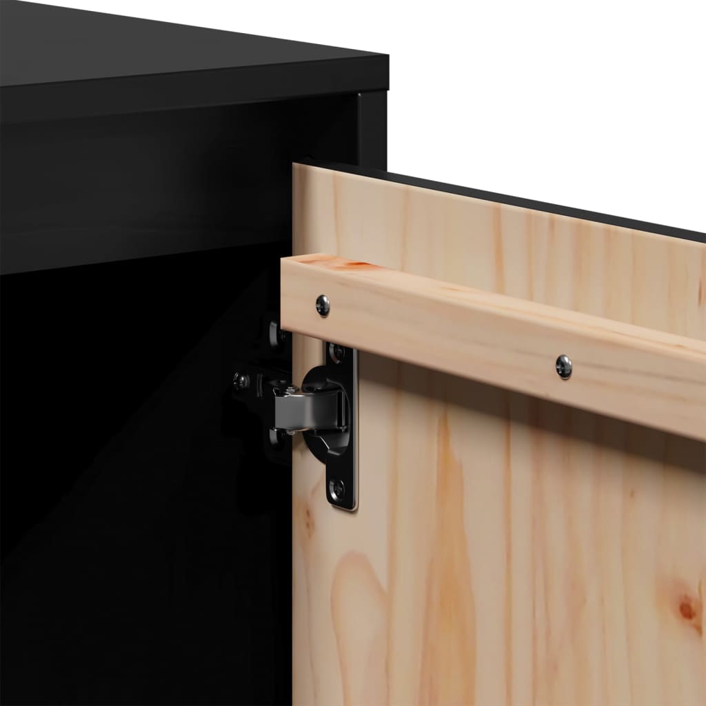 Mobile Porta TV Nero 74x35x44 cm in Legno Massello di Pino - homemem39