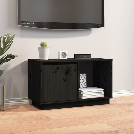 Mobile Porta TV Nero 74x35x44 cm in Legno Massello di Pino - homemem39