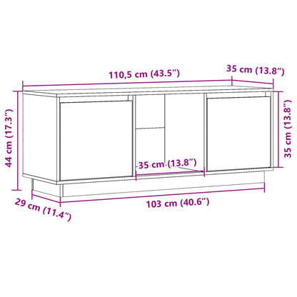 Mobile Porta TV 110,5x35x44 cm in Legno Massello di Pino - homemem39