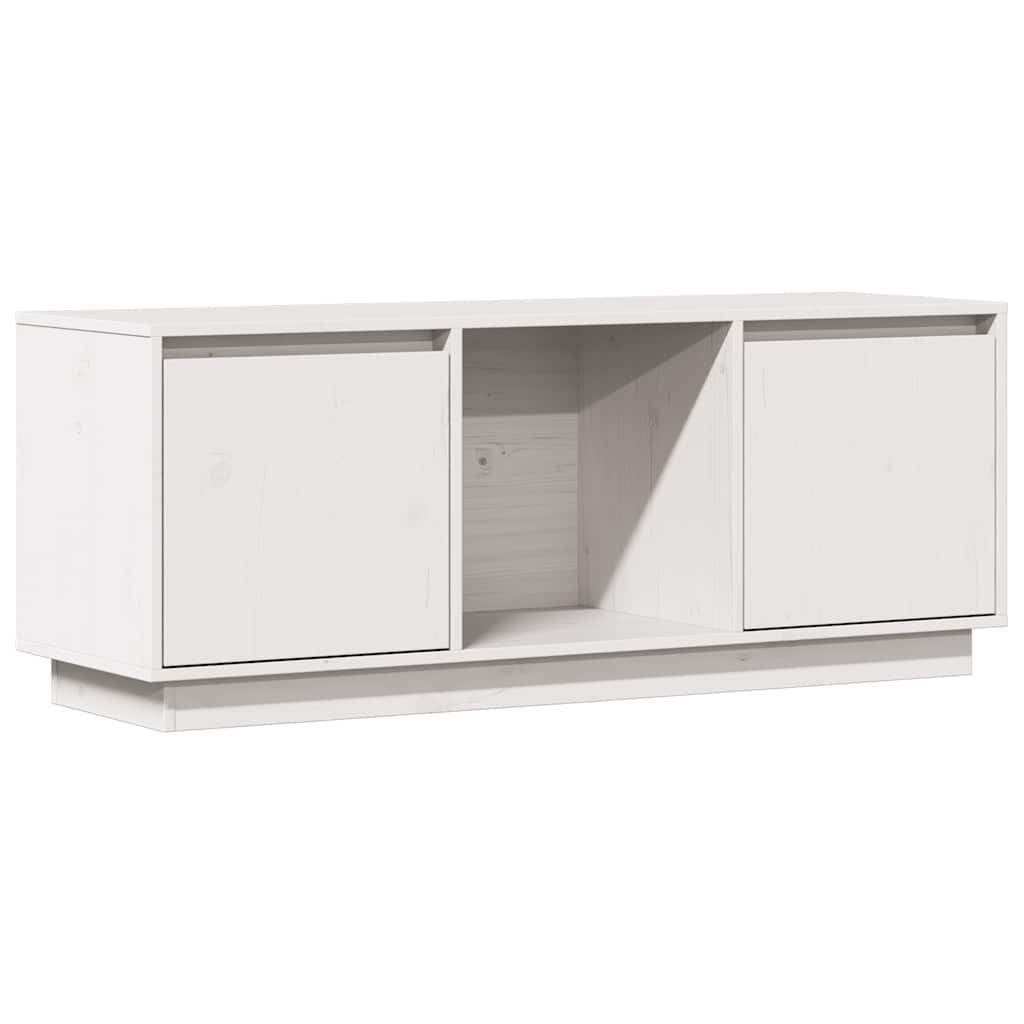 Mobile Porta TV Bianco 110,5x35x44 cm in Legno Massello di Pino - homemem39