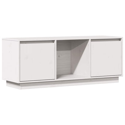 Mobile Porta TV Bianco 110,5x35x44 cm in Legno Massello di Pino - homemem39