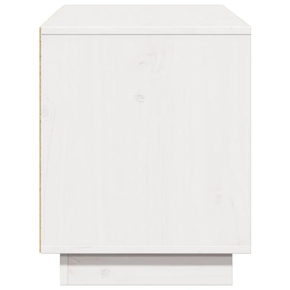 Mobile Porta TV Bianco 110,5x35x44 cm in Legno Massello di Pino - homemem39