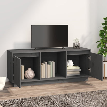 Mobile Porta TV Grigio 110,5x35x44 cm in Legno Massello di Pino - homemem39