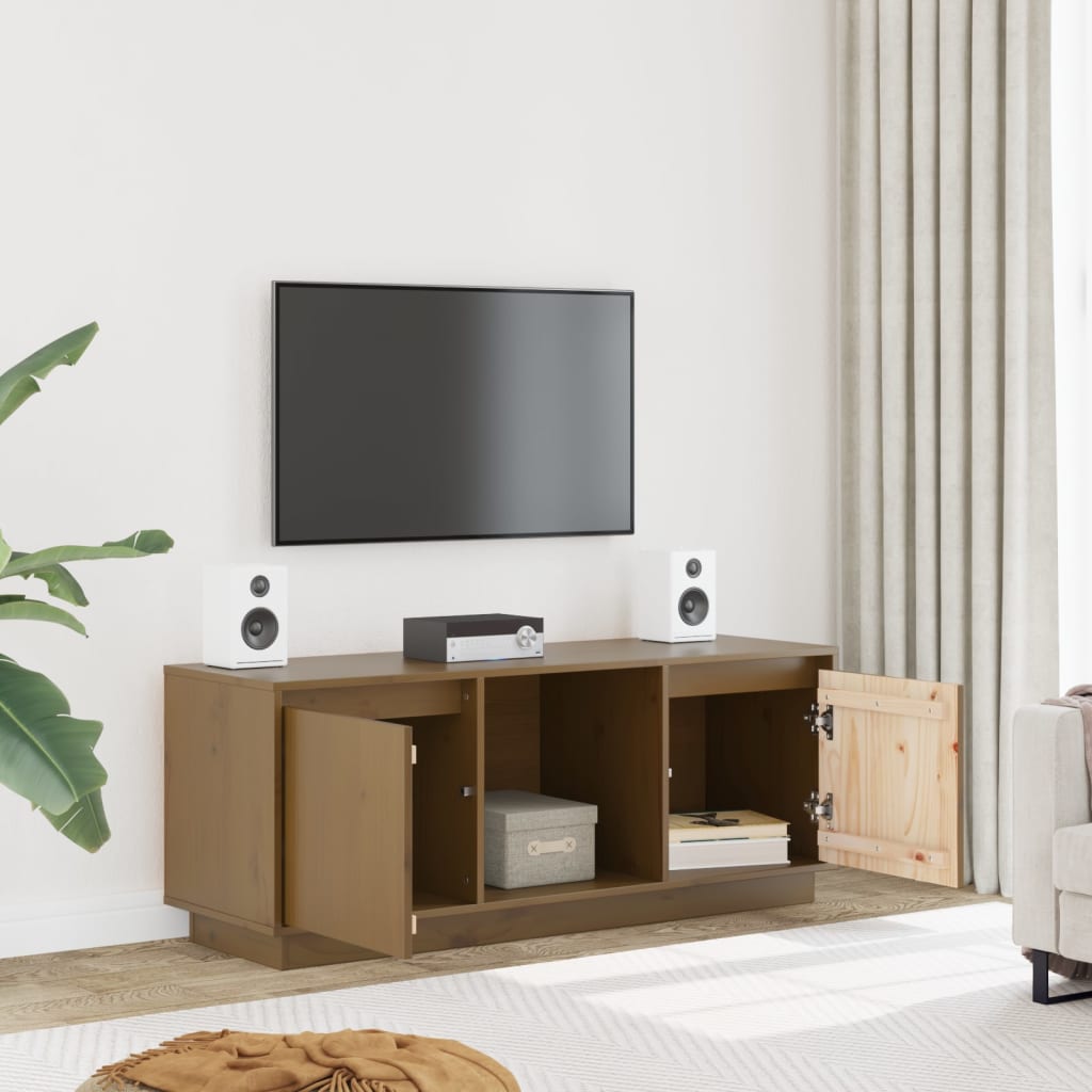 Mobile Porta TV Ambra 110,5x35x44 cm in Legno Massello di Pino - homemem39