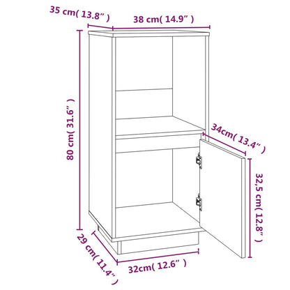 Credenza Marrone Ambrato 38x35x80 cm in Legno Massello di Pino - homemem39