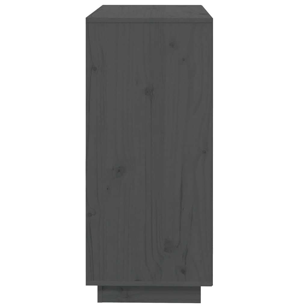 Credenza Grigia 74x35x80 cm in Legno Massello di Pino - homemem39