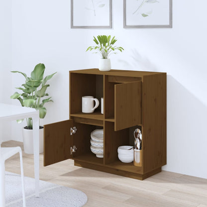 Credenza Marrone Ambrato 74x35x80 cm in Legno Massello di Pino - homemem39