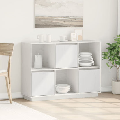 Credenza Bianca 110,5x35x80 cm in Legno Massello di Pino - homemem39