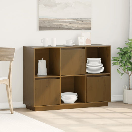 Credenza Marrone Ambrato 110,5x35x80 cm Legno Massello di Pino - homemem39