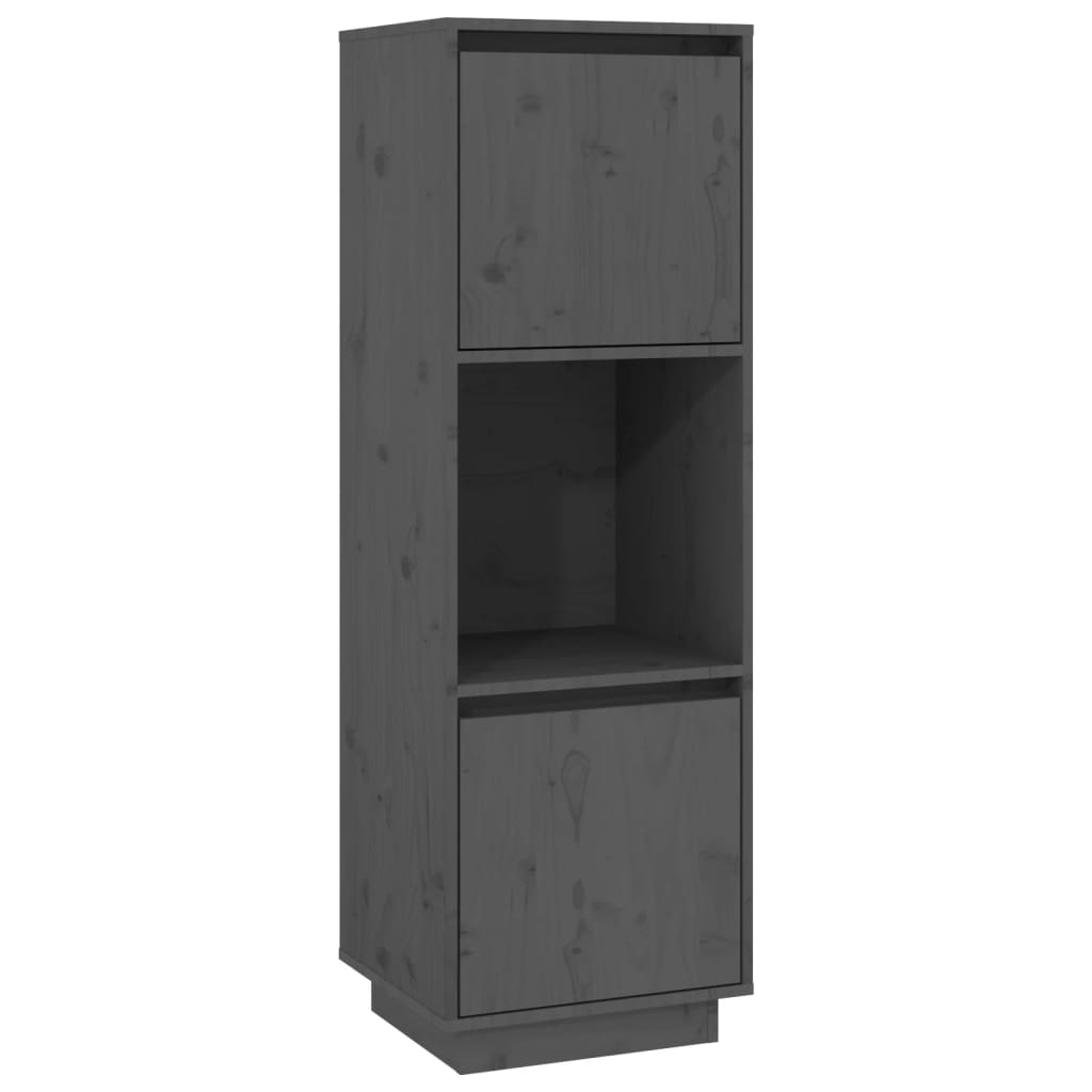 Credenza Grigia 38x35x117 cm in Legno Massello di Pino - homemem39