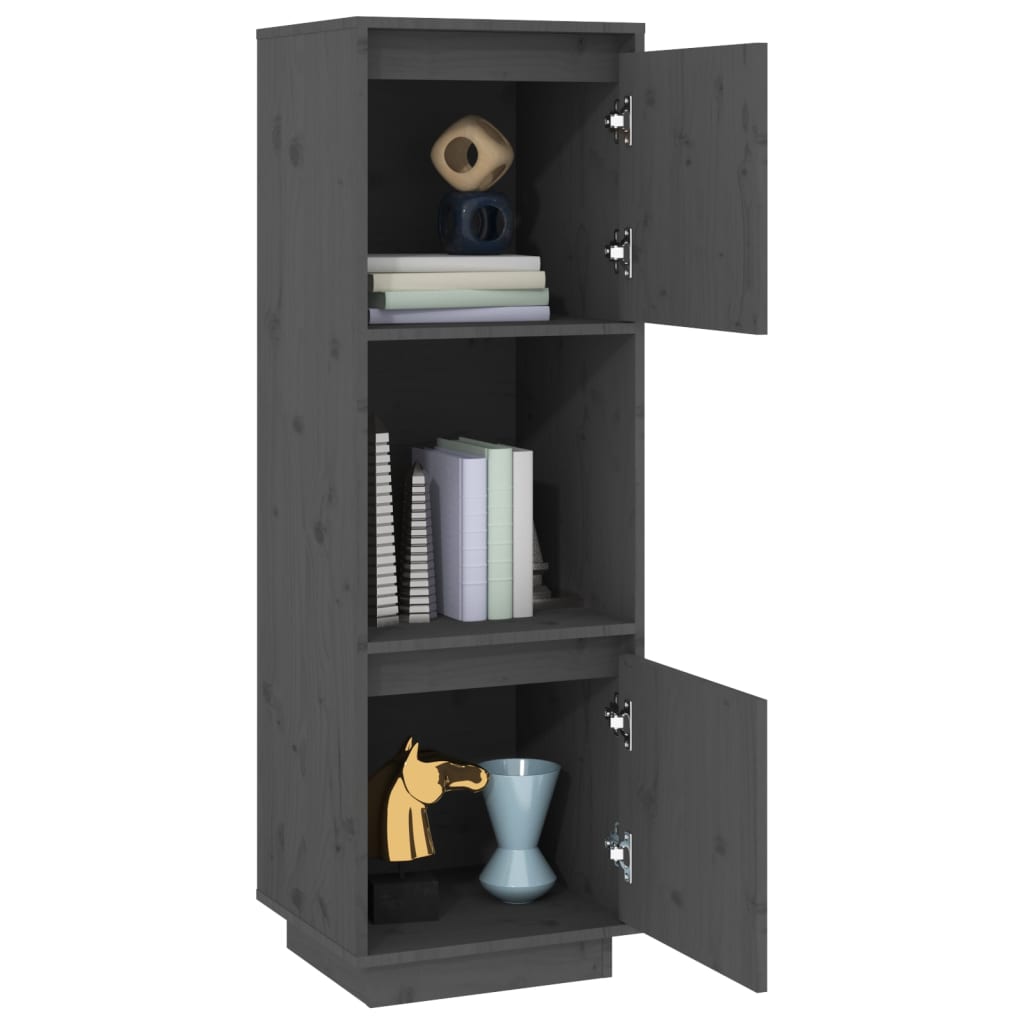 Credenza Grigia 38x35x117 cm in Legno Massello di Pino - homemem39