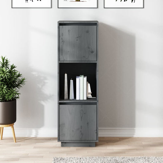 Credenza Grigia 38x35x117 cm in Legno Massello di Pino - homemem39