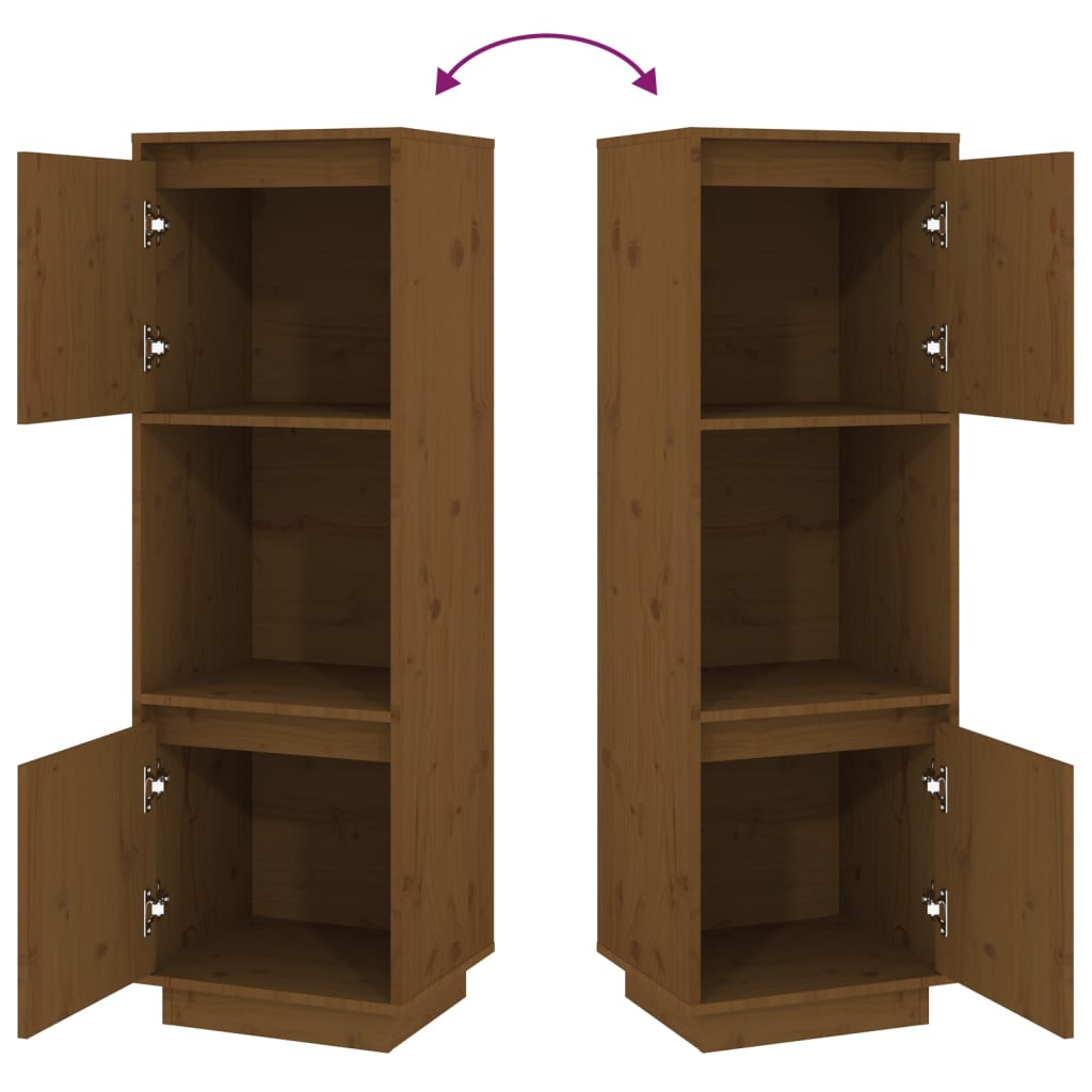 Credenza Marrone Ambrato 38x35x117 cm in Legno Massello di Pino - homemem39