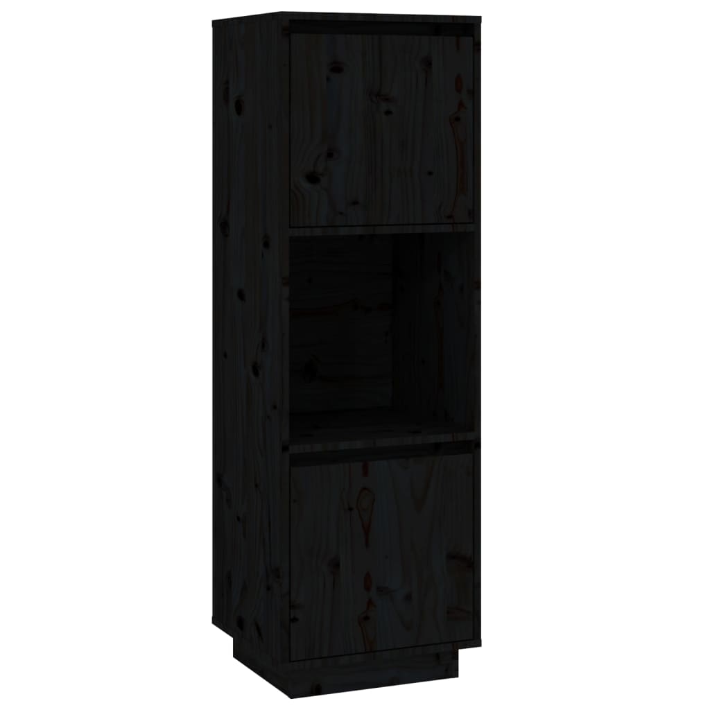 Credenza Nera 38x35x117 cm in Legno Massello di Pino - homemem39
