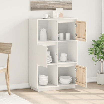 Credenza Bianca 74x35x117 cm in Legno Massello di Pino - homemem39