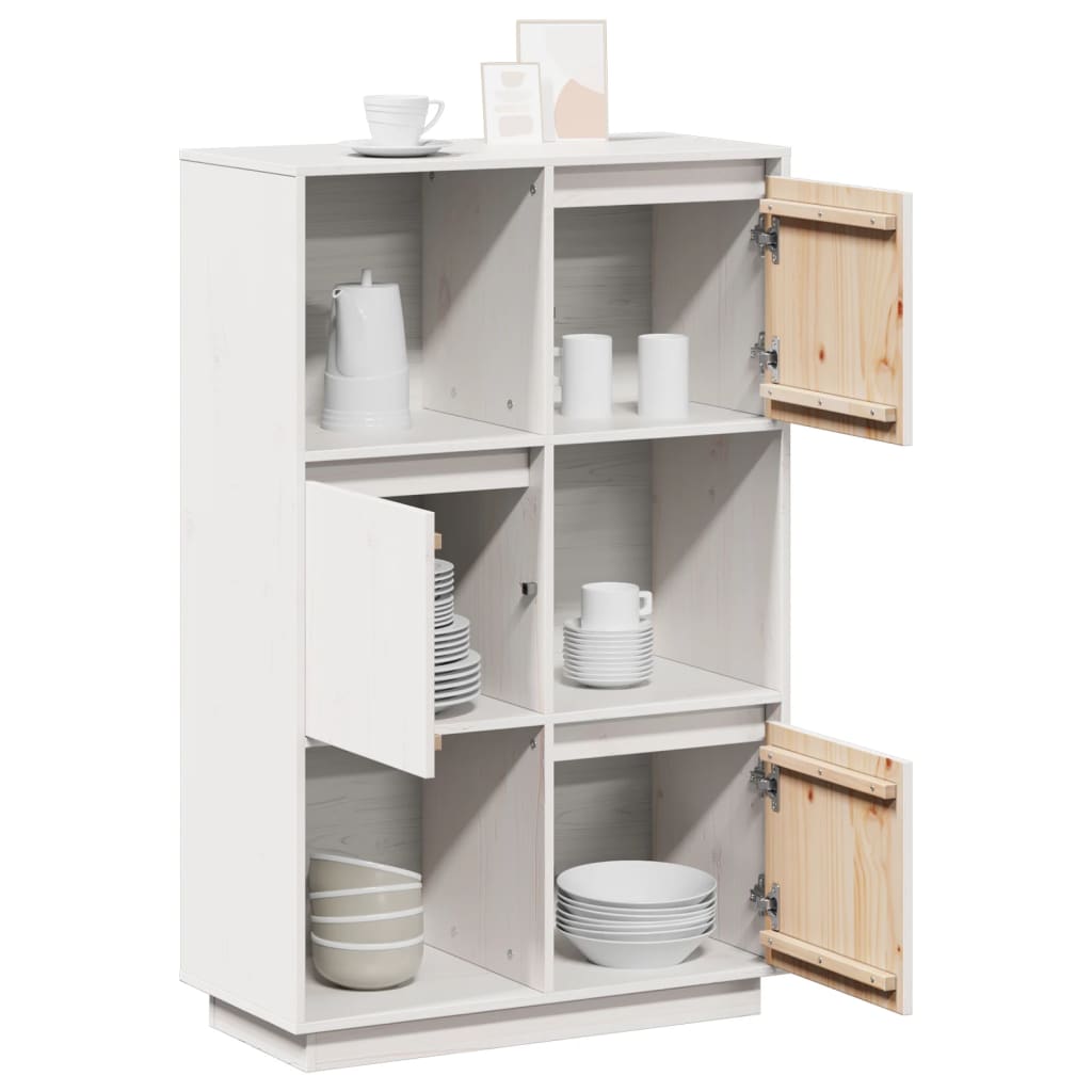 Credenza Bianca 74x35x117 cm in Legno Massello di Pino - homemem39