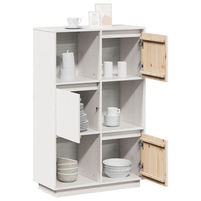 Credenza Bianca 74x35x117 cm in Legno Massello di Pino - homemem39