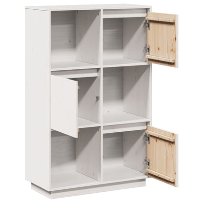 Credenza Bianca 74x35x117 cm in Legno Massello di Pino - homemem39