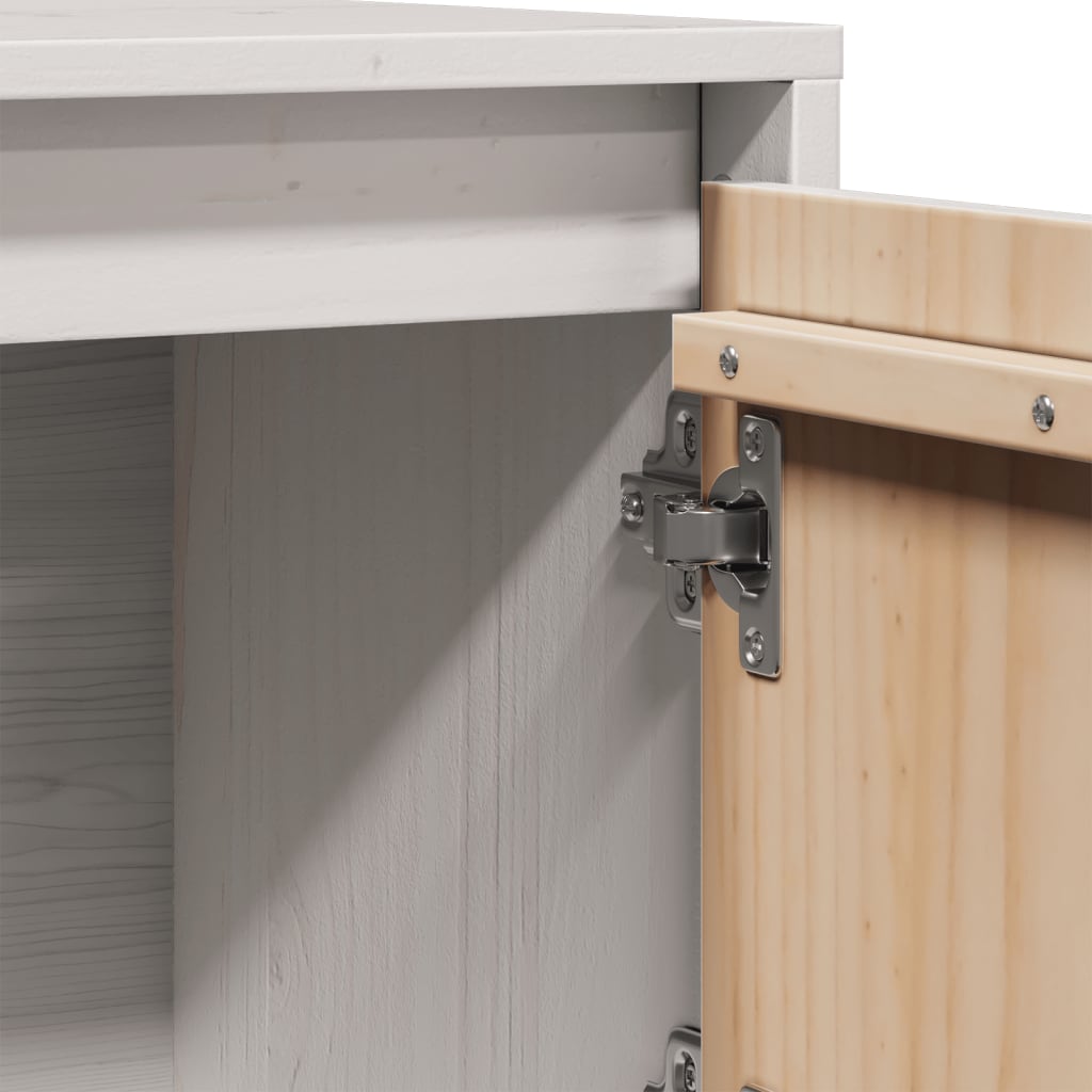 Credenza Bianca 74x35x117 cm in Legno Massello di Pino - homemem39